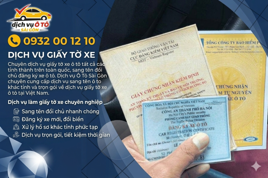 Dịch vụ giấy tờ xe, sang tên xe ô tô dịch vụ giấy tờ xe