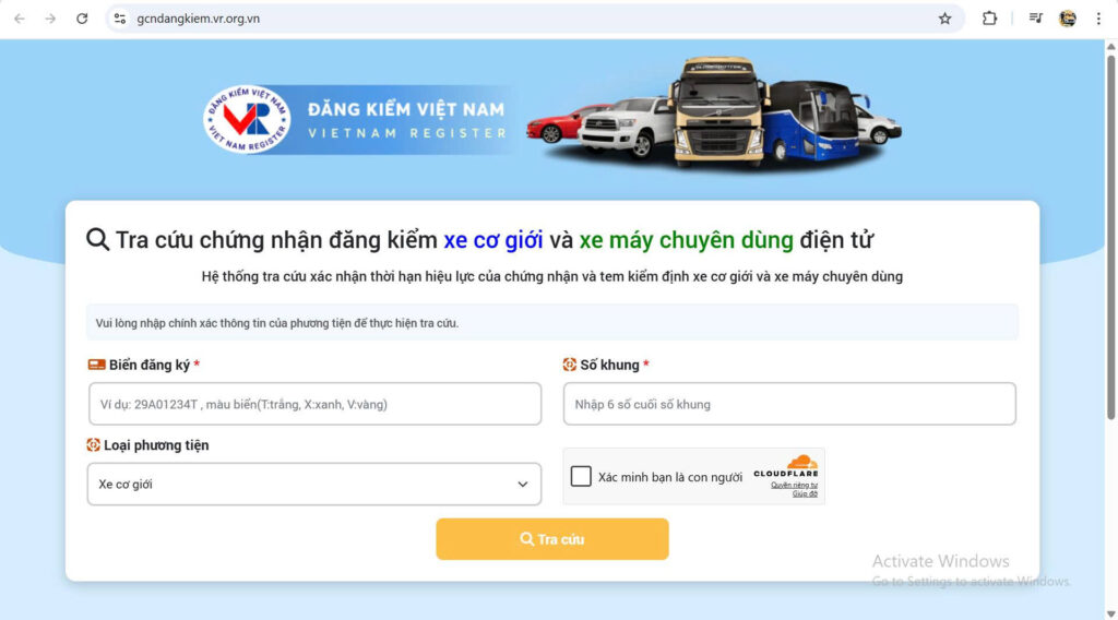 Tra cứu chứng nhận đăng kiểm xe cơ giới