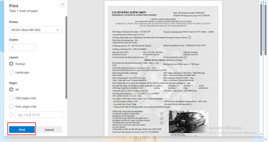 Có thể tự in bản giấy để sử dụng