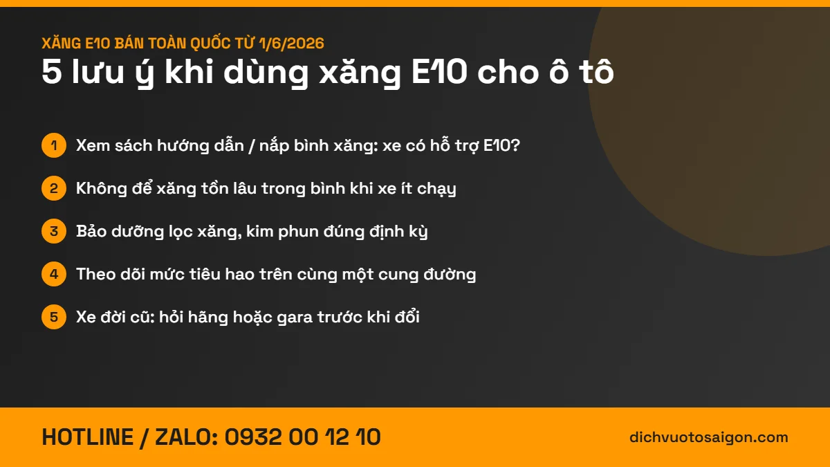 5 lưu ý khi dùng xăng E10 cho ô tô